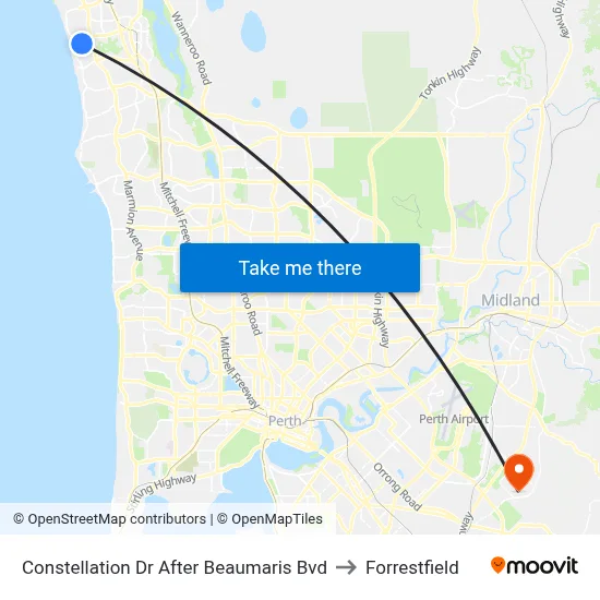Constellation Dr After Beaumaris Bvd to Forrestfield map