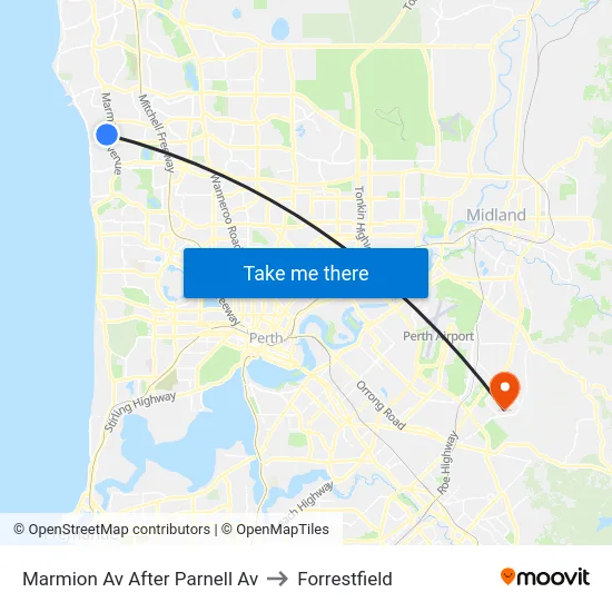Marmion Av After Parnell Av to Forrestfield map