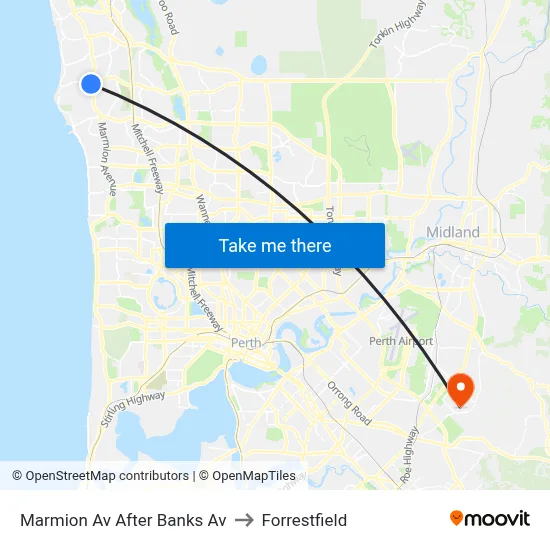 Marmion Av After Banks Av to Forrestfield map
