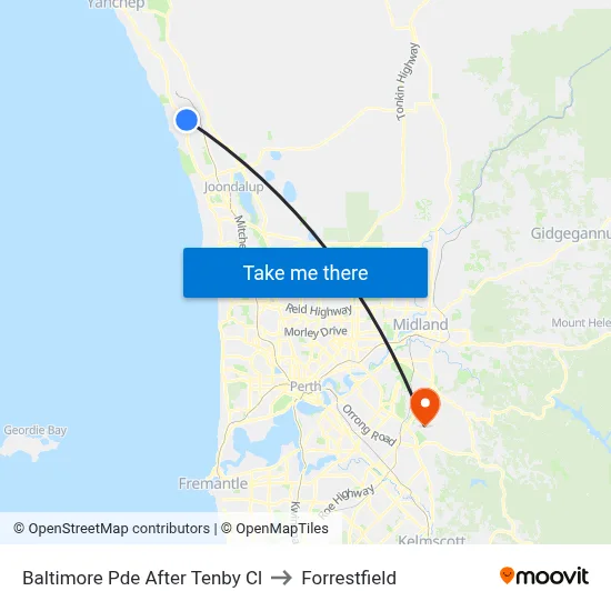 Baltimore Pde After Tenby Cl to Forrestfield map