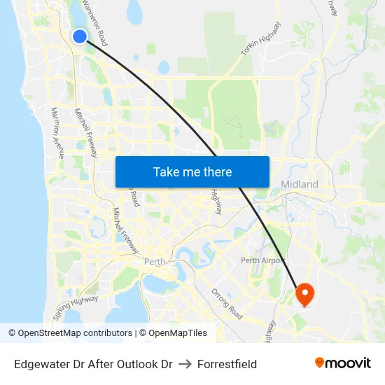 Edgewater Dr After Outlook Dr to Forrestfield map