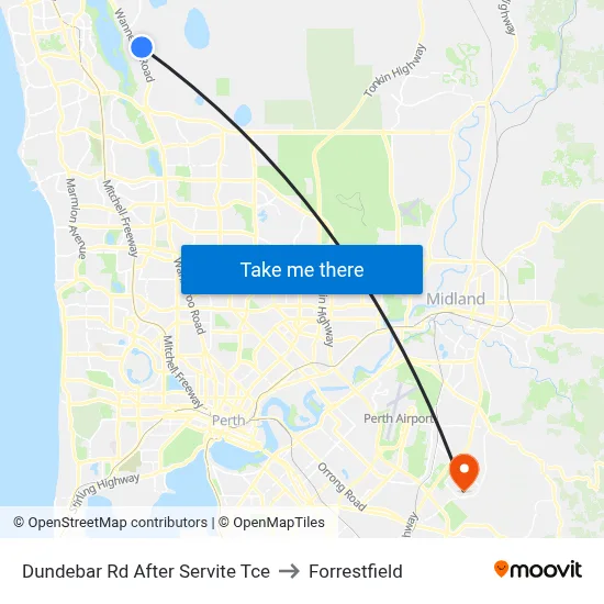 Dundebar Rd After Servite Tce to Forrestfield map