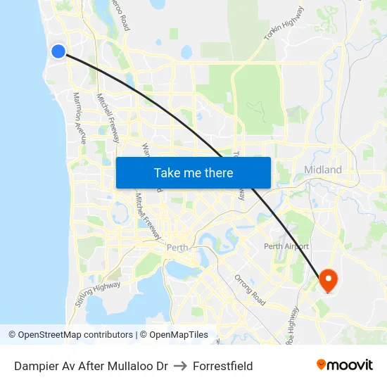 Dampier Av After Mullaloo Dr to Forrestfield map