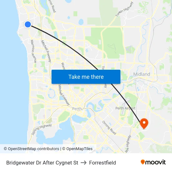 Bridgewater Dr After Cygnet St to Forrestfield map