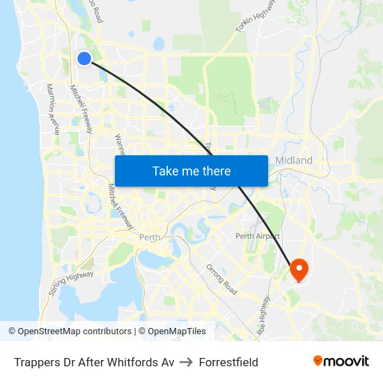 Trappers Dr After Whitfords Av to Forrestfield map