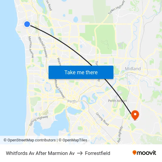 Whitfords Av After Marmion Av to Forrestfield map