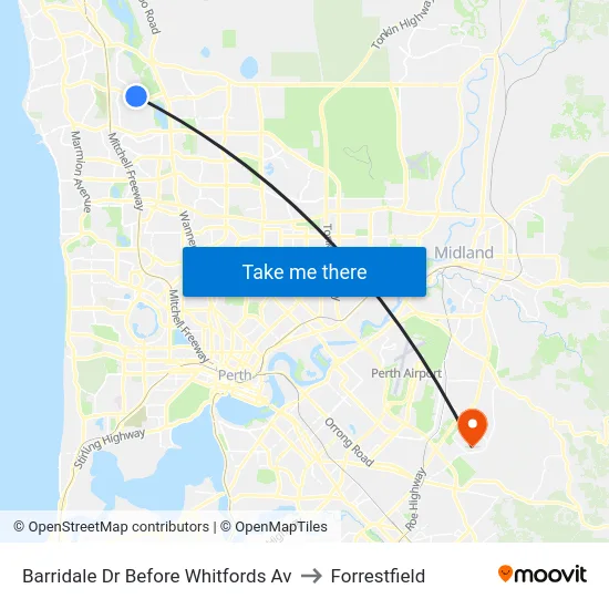 Barridale Dr Before Whitfords Av to Forrestfield map