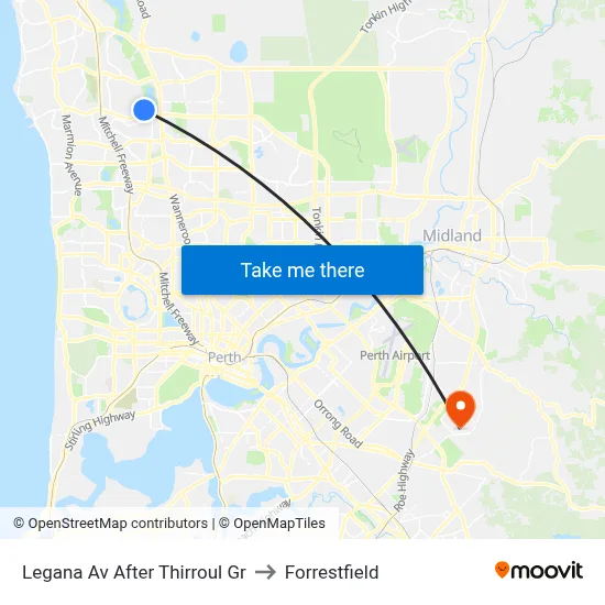 Legana Av After Thirroul Gr to Forrestfield map