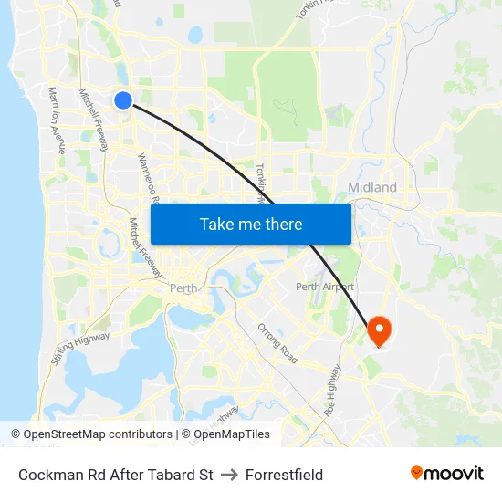 Cockman Rd After Tabard St to Forrestfield map
