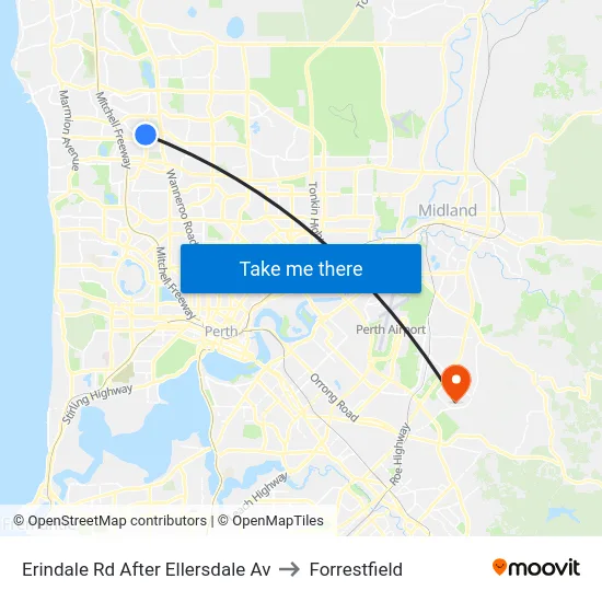 Erindale Rd After Ellersdale Av to Forrestfield map