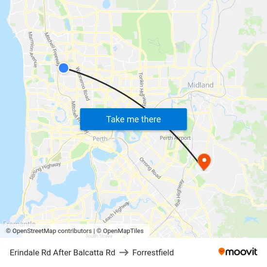 Erindale Rd After Balcatta Rd to Forrestfield map