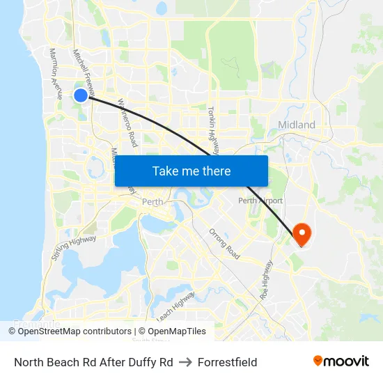 North Beach Rd After Duffy Rd to Forrestfield map