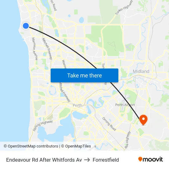 Endeavour Rd After Whitfords Av to Forrestfield map