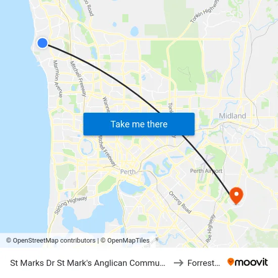 St Marks Dr St Mark's Anglican Community School to Forrestfield map