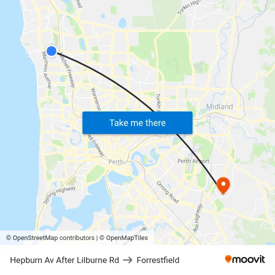 Hepburn Av After Lilburne Rd to Forrestfield map