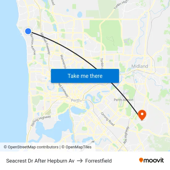 Seacrest Dr After Hepburn Av to Forrestfield map