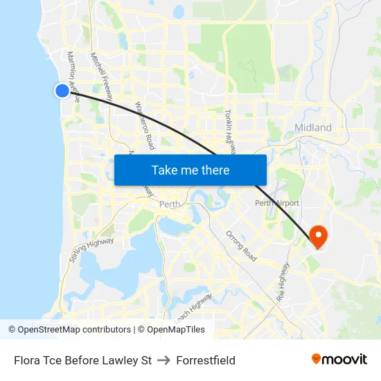 Flora Tce Before Lawley St to Forrestfield map