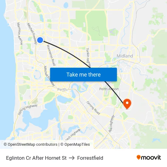 Eglinton Cr After Hornet St to Forrestfield map