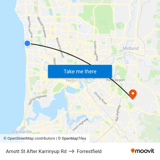 Arnott St After Karrinyup Rd to Forrestfield map