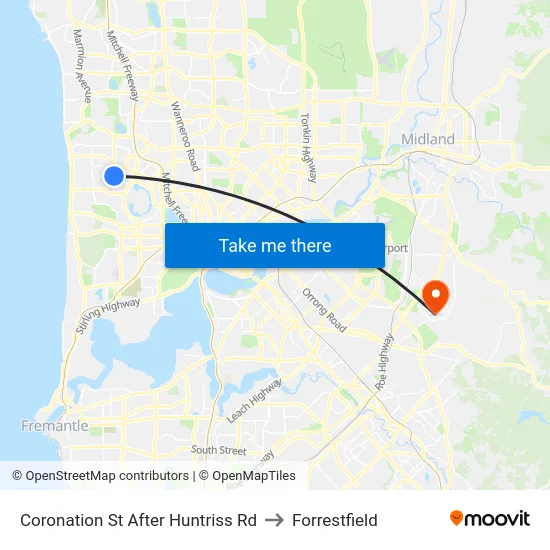 Coronation St After Huntriss Rd to Forrestfield map