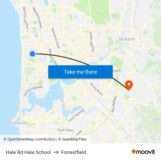 Hale Rd Hale School to Forrestfield map