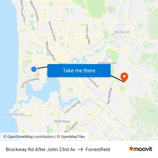 Brockway Rd After John 23rd Av to Forrestfield map