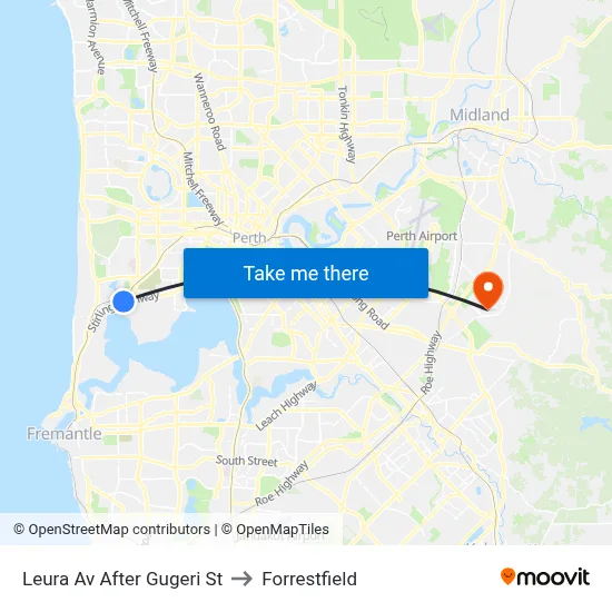 Leura Av After Gugeri St to Forrestfield map