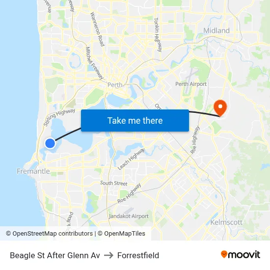 Beagle St After Glenn Av to Forrestfield map