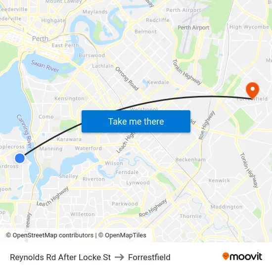Reynolds Rd After Locke St to Forrestfield map
