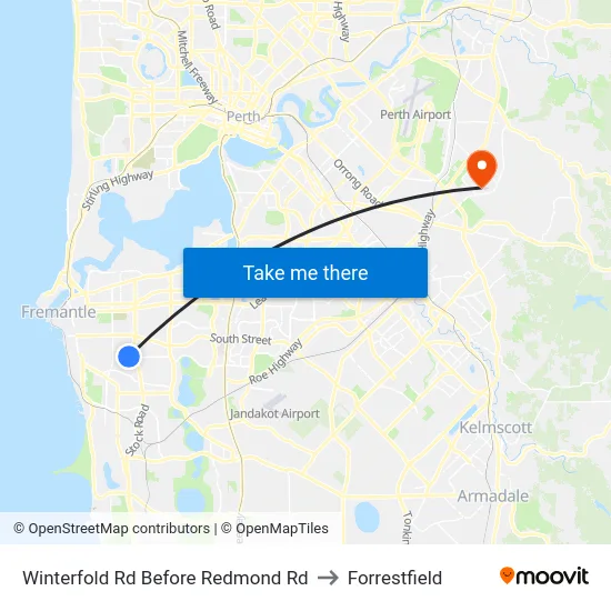 Winterfold Rd Before Redmond Rd to Forrestfield map