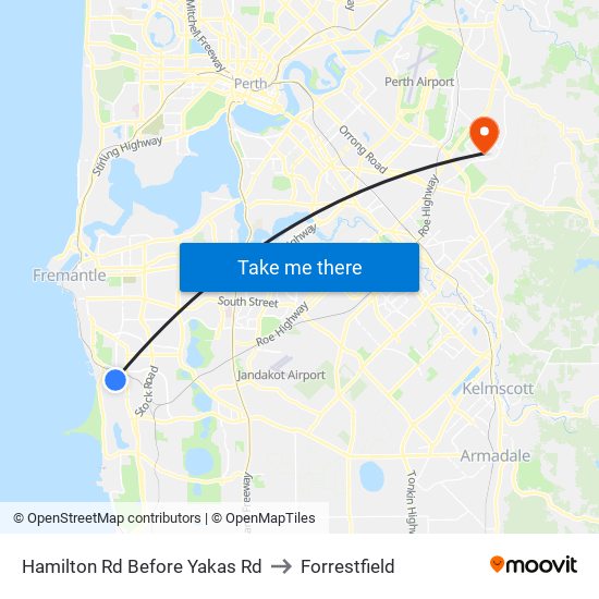 Hamilton Rd Before Yakas Rd to Forrestfield map