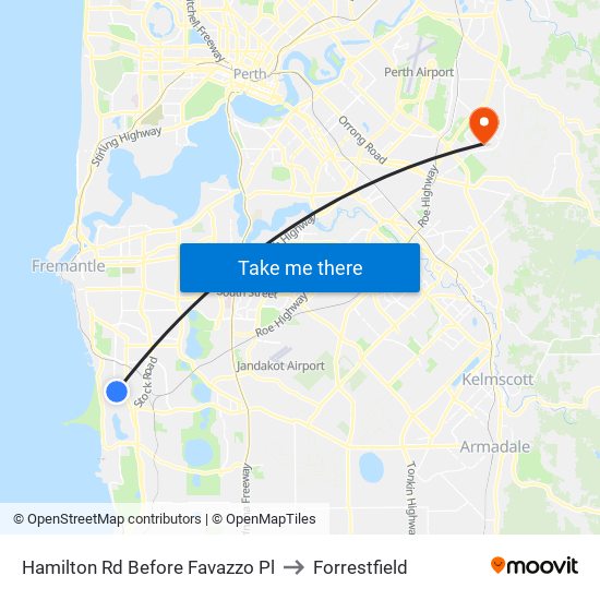 Hamilton Rd Before Favazzo Pl to Forrestfield map