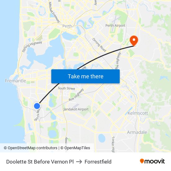 Doolette St Before Vernon Pl to Forrestfield map