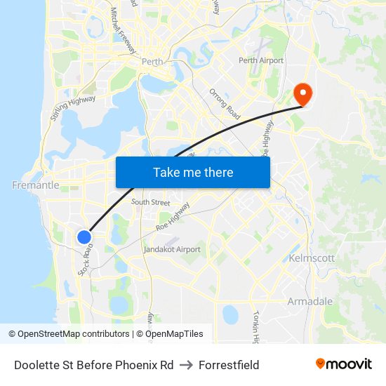 Doolette St Before Phoenix Rd to Forrestfield map