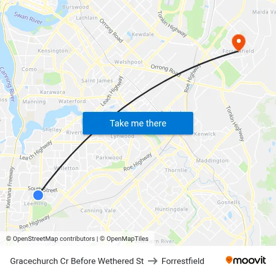 Gracechurch Cr Before Wethered St to Forrestfield map