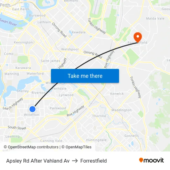 Apsley Rd After Vahland Av to Forrestfield map