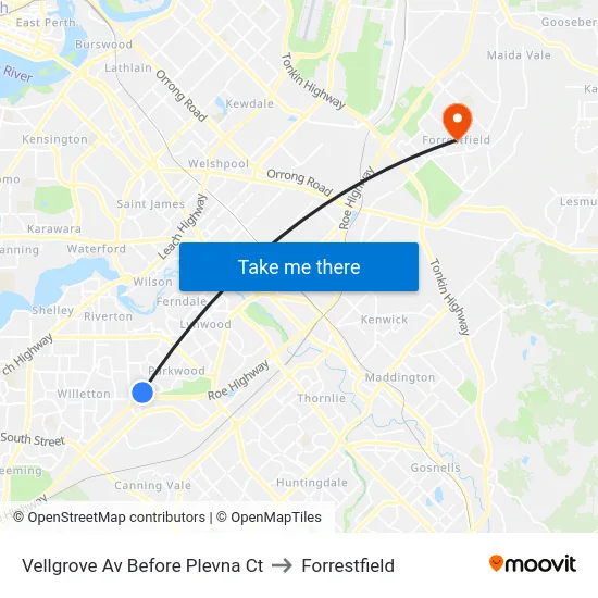 Vellgrove Av Before Plevna Ct to Forrestfield map