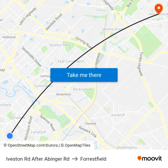 Iveston Rd After Abinger Rd to Forrestfield map