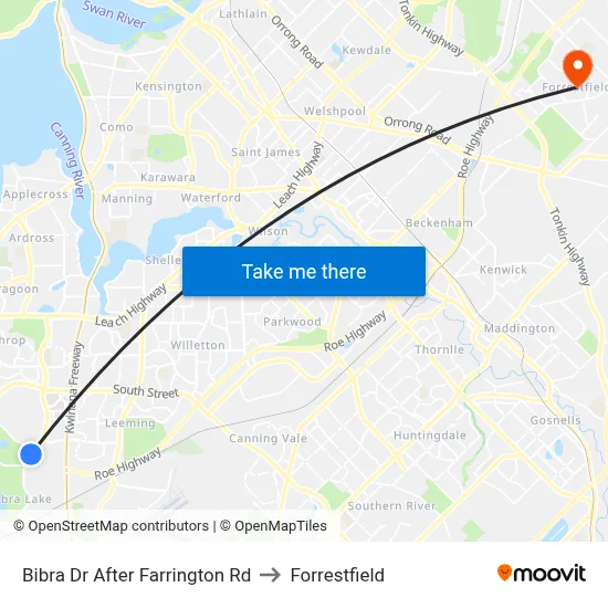 Bibra Dr After Farrington Rd to Forrestfield map