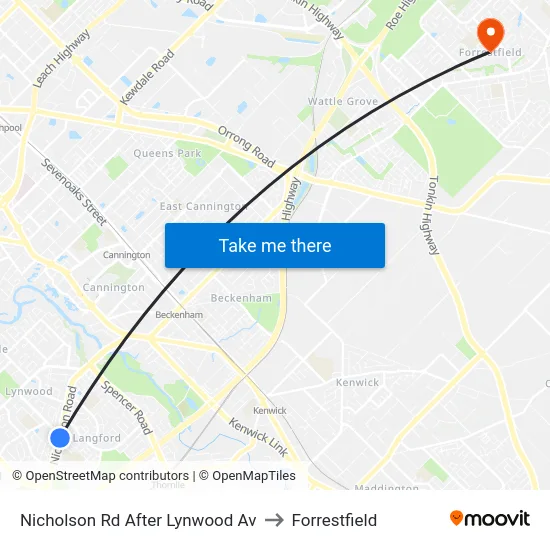 Nicholson Rd After Lynwood Av to Forrestfield map