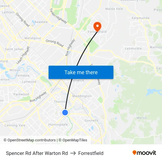 Spencer Rd After Warton Rd to Forrestfield map
