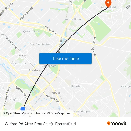 Wilfred Rd After Emu St to Forrestfield map