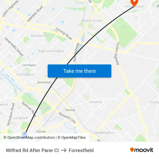 Wilfred Rd After Parer Cl to Forrestfield map