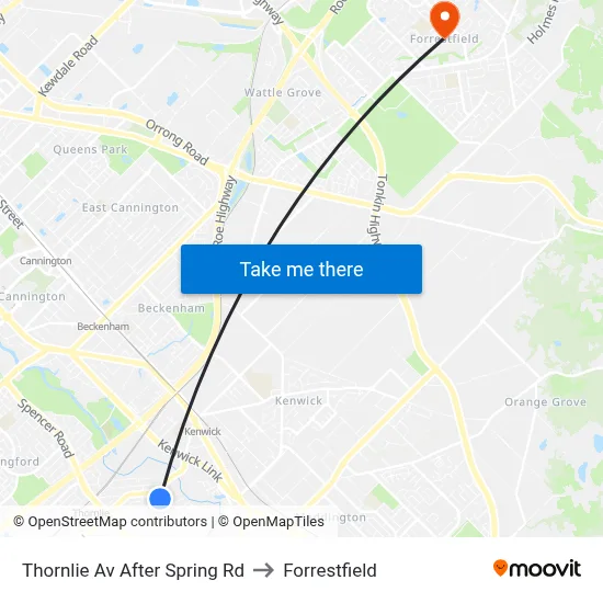 Thornlie Av After Spring Rd to Forrestfield map