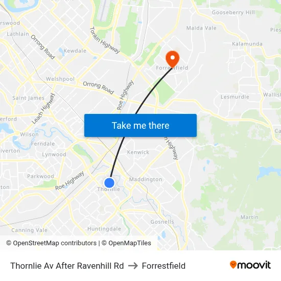 Thornlie Av After Ravenhill Rd to Forrestfield map