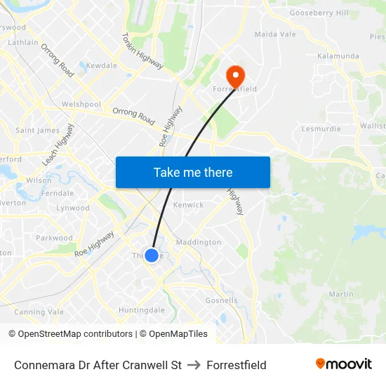 Connemara Dr After Cranwell St to Forrestfield map