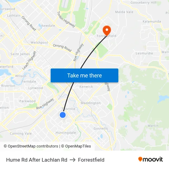 Hume Rd After Lachlan Rd to Forrestfield map