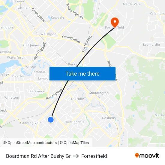 Boardman Rd After Bushy Gr to Forrestfield map