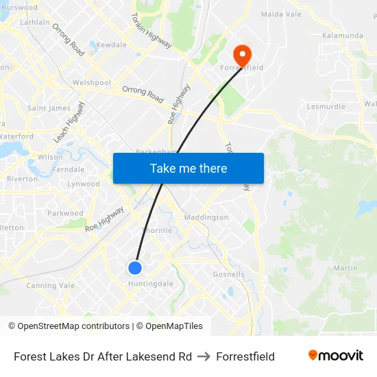 Forest Lakes Dr After Lakesend Rd to Forrestfield map