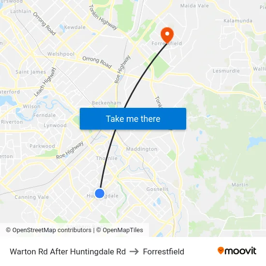 Warton Rd After Huntingdale Rd to Forrestfield map